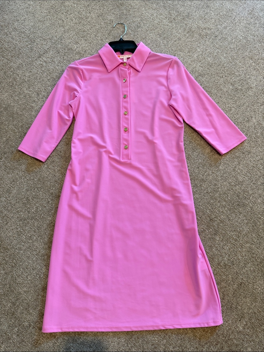 NWT Jude Connally Classic Pink Polo Shirt Dress with Button Placket SZ: XS